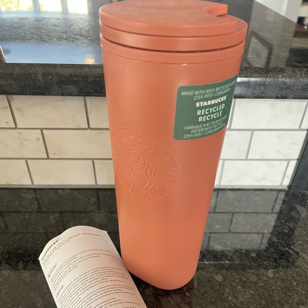 Starbucks - Orange/Peach - 100% Recycled Plastic - 16oz Tumbler